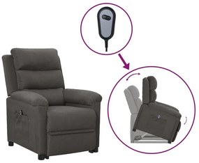 vidaXL Poltrona elevatória tecido cinzento-escuro