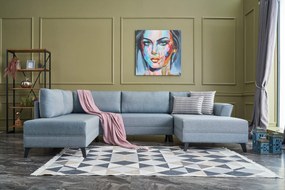 Sofá-cama de canto Eris – Azul – 300 x 78 x 202 cm