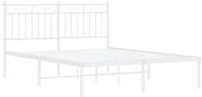 Estrutura de cama com cabeceira 140x200 cm metal branco