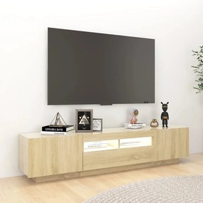 Móvel de TV Giancarlo com Luzes LED de 180cm - Carvalho - Design Moder
