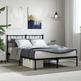 Estrutura de cama com cabeceira 140x190 cm metal preto