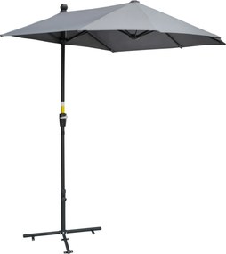Outsunny Guarda-sol Semicircular 1,9 x 2 m Guarda-sol Duplo com Manivela Base Guarda-sol Guarda-sol de Jardim para Terraços e Pátios Cinza escuro | Aosom Portugal
