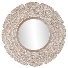 Espelho de Parede Dkd Home Decor 90 X 1,5 X 90 cm Cristal Natural Branco Madeira de Mangueira índio Decapé
