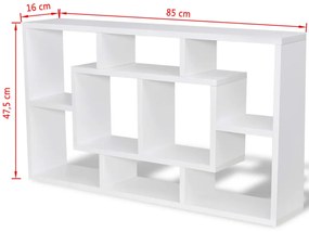 Prateleira de exposição p/ parede suspensa 8 compartimentos branco