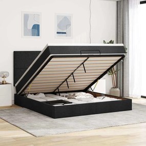vidaXL Estrutura de cama otomana com colchão 160x200 cm tecido preto
