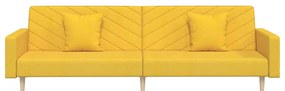 Sofá-cama 2 lugares com duas almofadas tecido amarelo