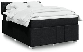 vidaXL Cama com molas/colchão 140x190 cm tecido preto