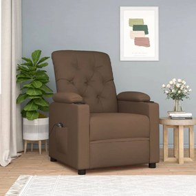 vidaXL Poltrona elétrica reclinável tecido castanho