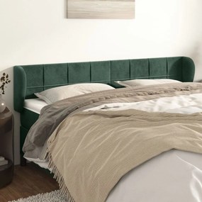 Cabeceira de cama c/ abas veludo 163x23x78/88cm verde-escuro