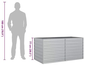 Canteiro elevado de jardim 160x80x77cm aço galvanizado prateado