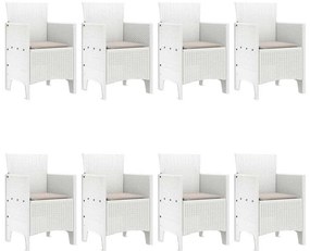 Conjunto de Jantar para Jardim 9 pcs Branco Vime &amp; Vidro
