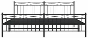Estrutura de cama com cabeceira e pés 193x203 cm metal preto