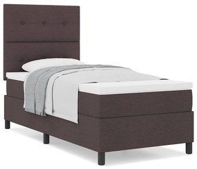 Cama Box Spring com Colchão Castanho 80x200 cm Tecido