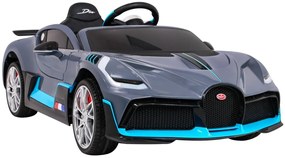 Carro elétrico para Crianças 12V Bugatti Divo Rodas de EVA, Assento de couro Cinzento