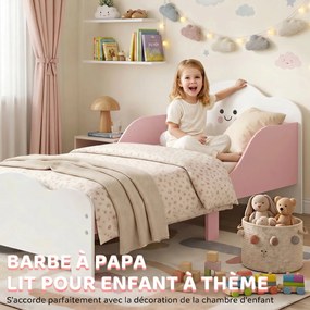 Cama infantil 70 x 140 cm, cama infantil com barreira de segurança e base de ripas de madeira, cor-de-rosa (colchão não incluído)
