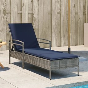 vidaXL Espreguiçadeira com almofada cinza 63x200x81 cm vime sintético (apenas EUA)