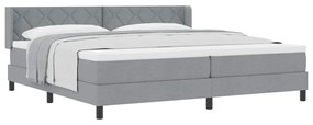 Cama Box Spring com colchão, cinza claro, 200x200 cm, tecido.