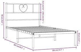 Estrutura de cama com cabeceira 100x200 cm metal preto