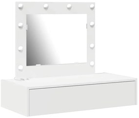 Mesa de Maquiagem Suspensa com Luzes LED - Branca