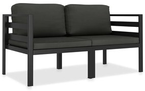 vidaXL 2 pcs conj. sofás de jardim com almofadões alumínio antracite