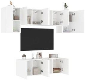 vidaXL 6 pcs móveis de parede p/ TV derivados de madeira branco