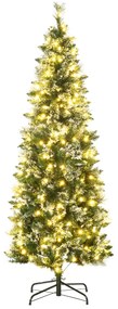 HOMCOM Árvore de Natal Artificial com 240 Luzes LED 618 Ramos Suporte de Aço e Formato Slim para Interior Ø68x180 cm Verde