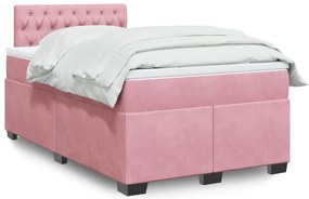 Cama boxspring com colchão 120x190 cm veludo rosa