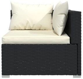 13 pcs conjunto lounge de jardim c/ almofadões vime PE preto