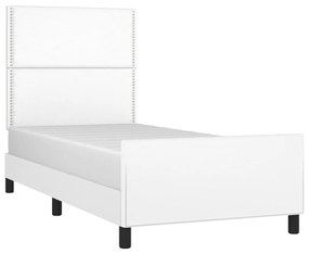 Estrutura cama c/ cabeceira 90x200 cm couro artificial branco