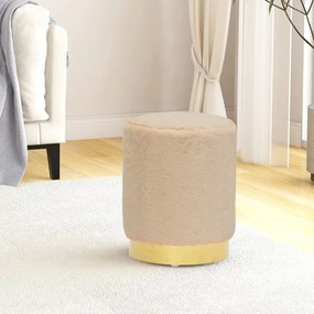 vidaXL Banqueta redonda pelúcia cor crème 28 x 36 cm