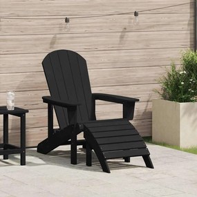 vidaXL Cadeira Adirondack com almofada Preto 74 x 82 x 92cm HDPE
