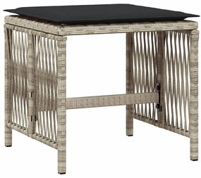 Bancos jardim c/ almofadões 4pcs 41x41x36cm vime PE cinza-claro