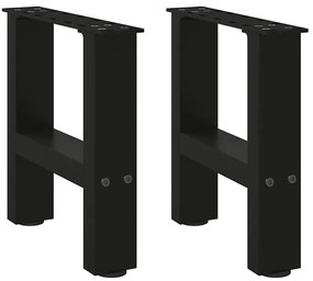 vidaXL Pés para mesa de centro pretos 2 peças 30x(30-31) cm aço