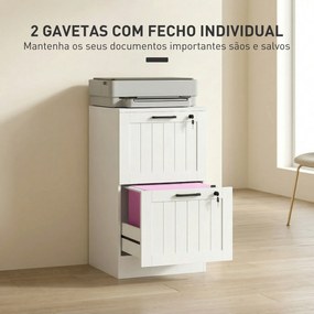 Arquivador para Escritório com 2 Gavetas para Escritório com Fechaduras Gavetas Suspensas para A4 40x40x71 cm Branco
