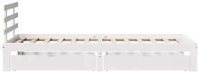 Estrutura de cama c/ gavetas 90x200 cm pinho maciço branco