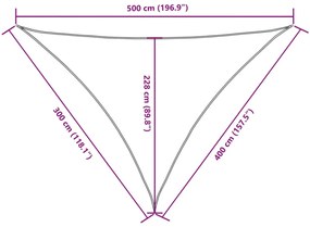 Para-sol vela tecido oxford triangular 3x4x5m cinza-acastanhado