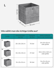 Conjunto de 6 Caixas de arrumação 33cm cinzentas mosqueadas
