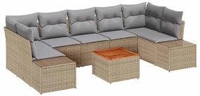 Conjunto de Sofás de Jardim 8 pcs Bege, cinza claro