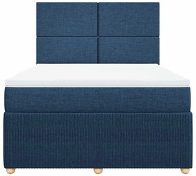 Cama com molas/colchão 140x200 cm tecido azul