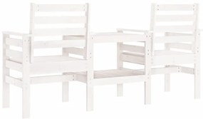 Banco de jardim 2 lugares com mesa pinho maciço branco