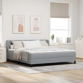 Cama Box Spring com Colchão Cinzento Claro 180x200 cm em Tecido