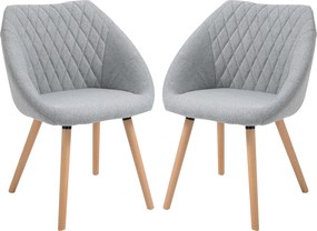Conjunto de 2 cadeiras de jantar de design escandinavo (MESA NÃO INCLUIDA) Pernas afiladas em madeira de faia - Assento, encosto e braços ergonómicos
