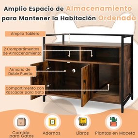 Móvel para Caixa de areia para gatos com portas de cartão para arranhar Armário de limpeza para animais de estimação com Estante 89 x 45 x 74,5 cm Caf