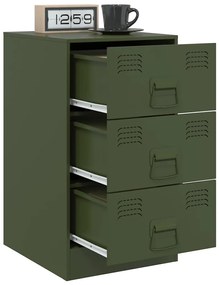 Mesas de cabeceira 2 pcs 34,5x39x62 cm aço verde azeitona