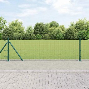Conjunto de Posts de Cerca Verde 2 Postes Verde Aço 25 x 0.5 m