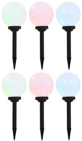 Candeeiro solar de exterior LED 6 pcs esférico 20 cm RGB