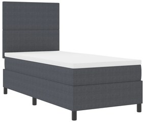 Cama Box Spring com Colchão Cinza Escuro Solteiro Tecido de Veludo Cot