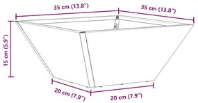 Vaso Bowl Jardineira Antracite 35x35x15 cm de Aço