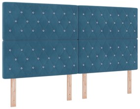Cabeceira com Botões de Cristal Tuftada Azul Escura 180 cm Veludo