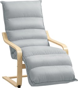HOMCOM Poltrona lounge em laminado de bétula, poltrona estofada com apoio de pés ajustável, cadeira de braços moderna, Cinza claro | Aosom Portugal